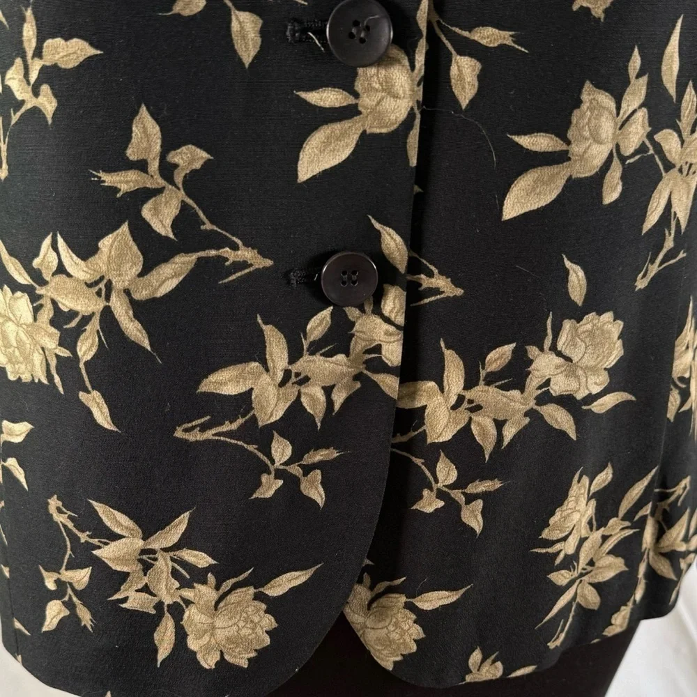 90’s Vintage ‘Rena Rowan’ Black and Gold Floral Blazer